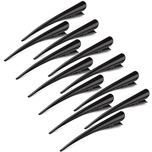 12 Pack Alligator Hair Clips for Styling Sectioning Salon Hairstyle GLAMFIELDS 5 inch NonSlip Black Duckbill Metal Teeth Clips for Women Girls Thick Hair